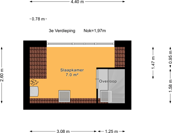 Plattegrond 3e verdieping (zolder)